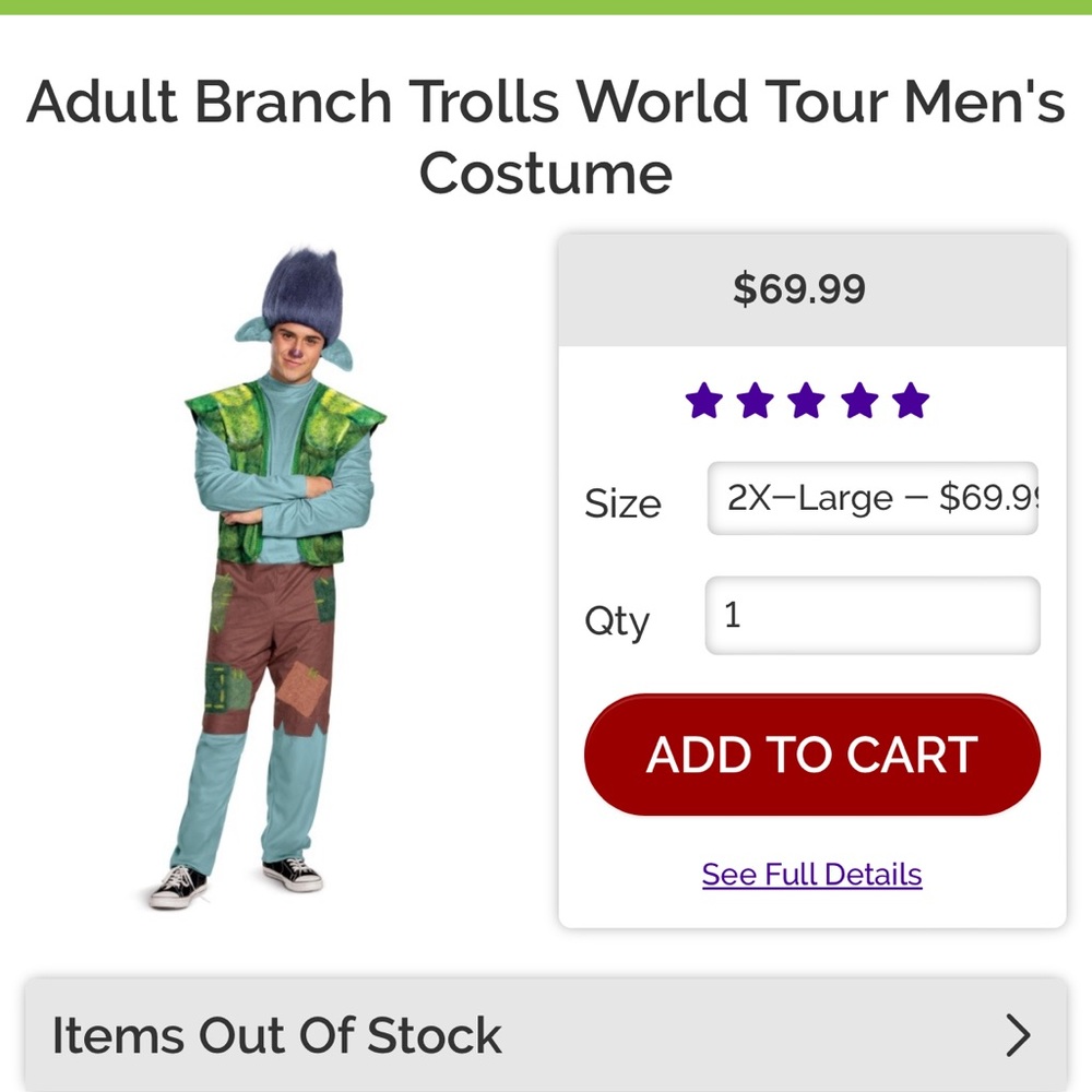 Trolls branch costume